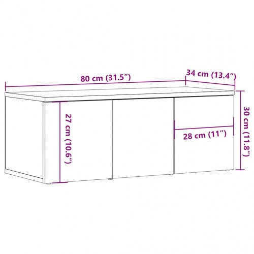 Tv-skab i konstrueret træ - 80 × 34 × 30 cm, antikt træ