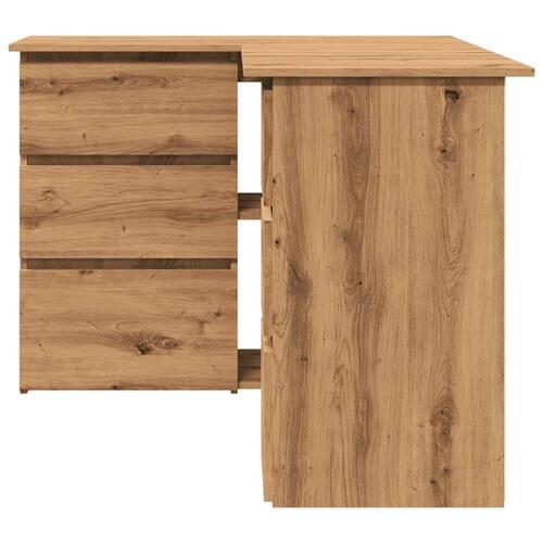 Hjørneskrivebord 145x100x76 cm konstrueret træ artisan egetræ