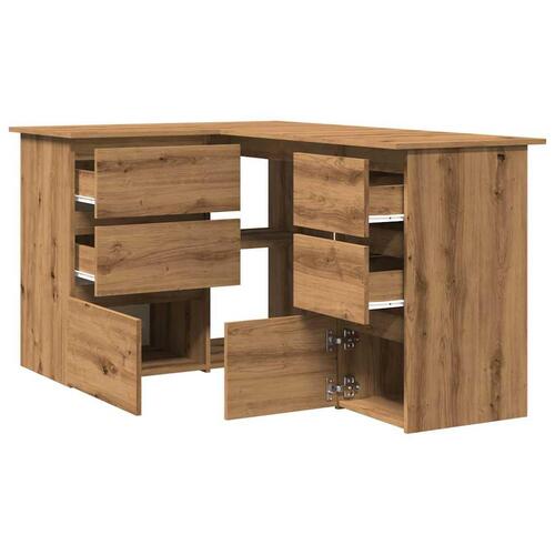 Hjørneskrivebord 145x100x76 cm konstrueret træ artisan egetræ