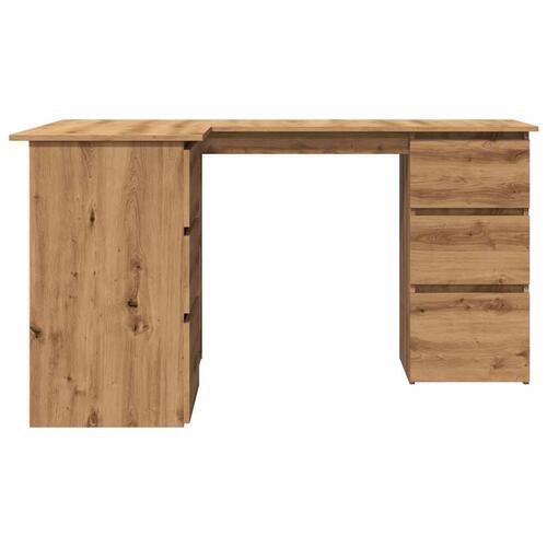 Hjørneskrivebord 145x100x76 cm konstrueret træ artisan egetræ