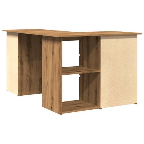 Hjørneskrivebord 145x100x76 cm konstrueret træ artisan egetræ