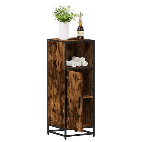 Badeværelsesskab 35x37,5x100 cm konstrueret træ røget egetræ
