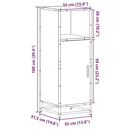 Badeværelsesskab 35x37,5x100 cm konstrueret træ røget egetræ