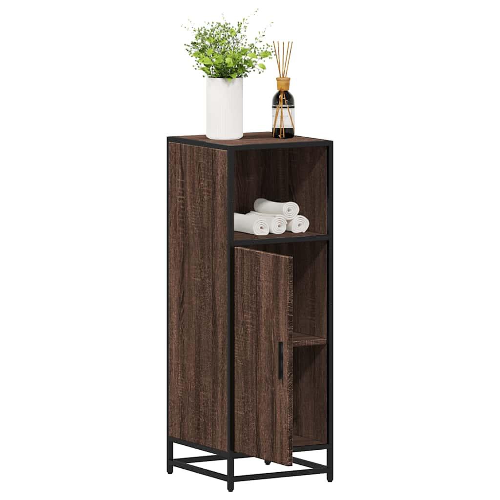 Badeværelsesskab 35x37,5x100 cm konstrueret træ brunt egetræ