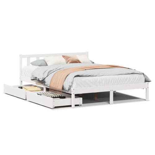 Sengeramme uden madras 135x190 cm massivt fyrretræ hvid