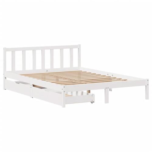 Sengeramme uden madras 135x190 cm massivt fyrretræ hvid