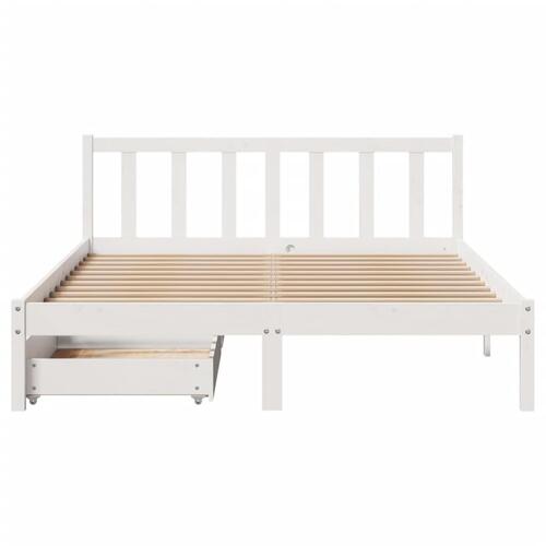 Sengeramme uden madras 135x190 cm massivt fyrretræ hvid