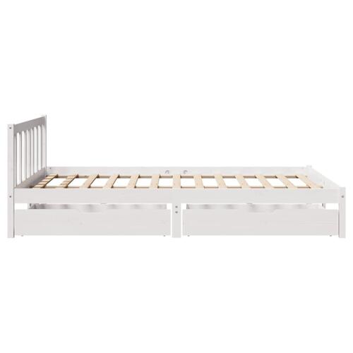 Sengeramme uden madras 135x190 cm massivt fyrretræ hvid