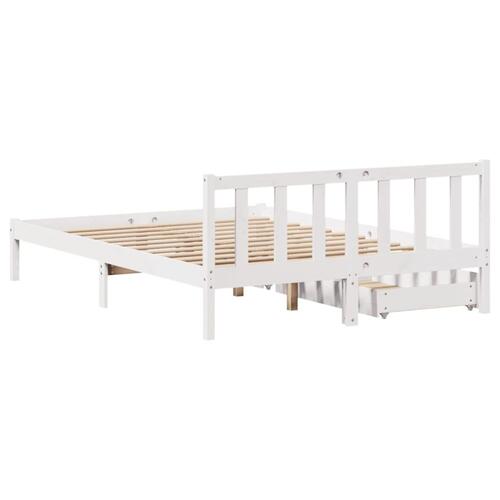 Sengeramme uden madras 135x190 cm massivt fyrretræ hvid