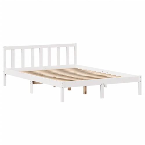 Sengeramme uden madras 135x190 cm massivt fyrretræ hvid
