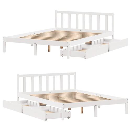 Sengeramme uden madras 135x190 cm massivt fyrretræ hvid
