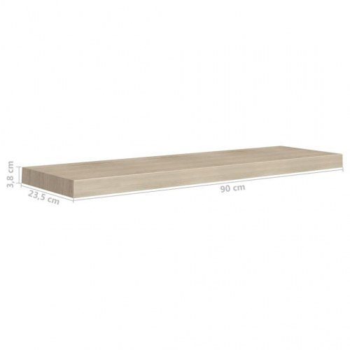 Væghylder - 2 stk. 90 × 23,5 × 3,8 cm i MDF, egetræsfarve