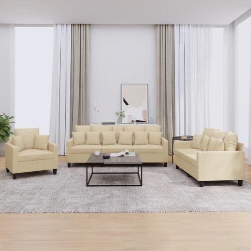 3 personers sofa med puder stof cremefarvet