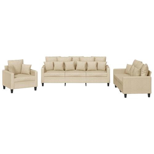 3 personers sofa med puder stof cremefarvet