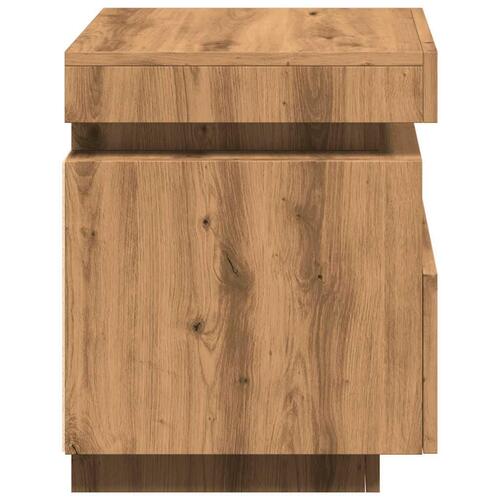 Sengebord med LED-lys 40x39x48,5 cm kunsteg