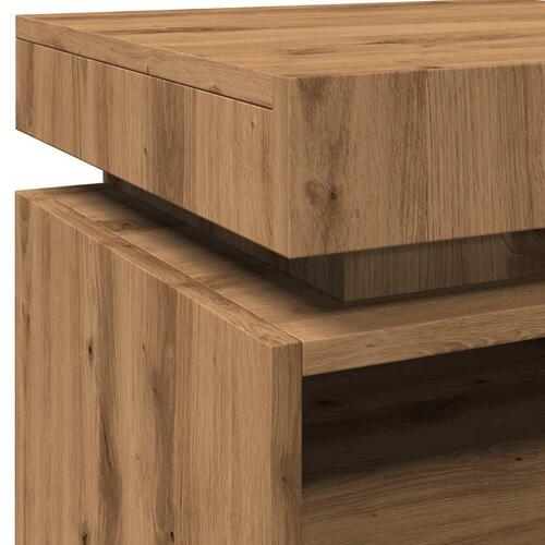 Sengebord med LED-lys 40x39x48,5 cm kunsteg