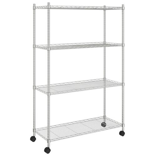 Opbevaringsstativ med hjul 90x35x142 cm 200 kg 4 niveauer krom