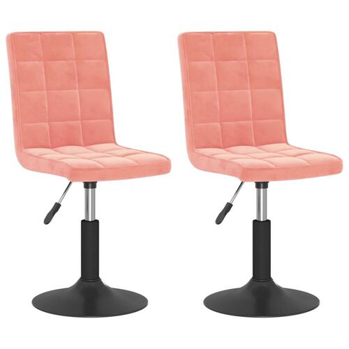 Drejelige spisebordsstole 2 stk. fløjl pink