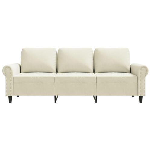 3-personers sofa 180 cm fløjl cremefarvet