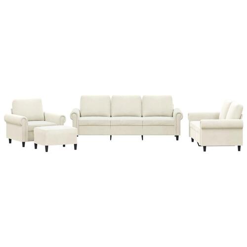 Sofasæt 4 dele med hynder velour cremefarvet