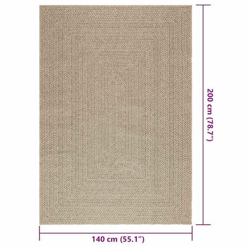 Gulvtæppe ZIZUR beige 140x200cm jute-look indendørs og udendørs