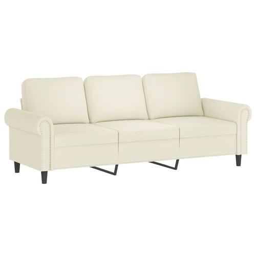 3 personers sofa med hynder velour cremefarvet