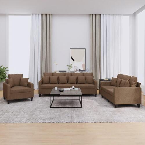 3 personers sofa med puder stof brun