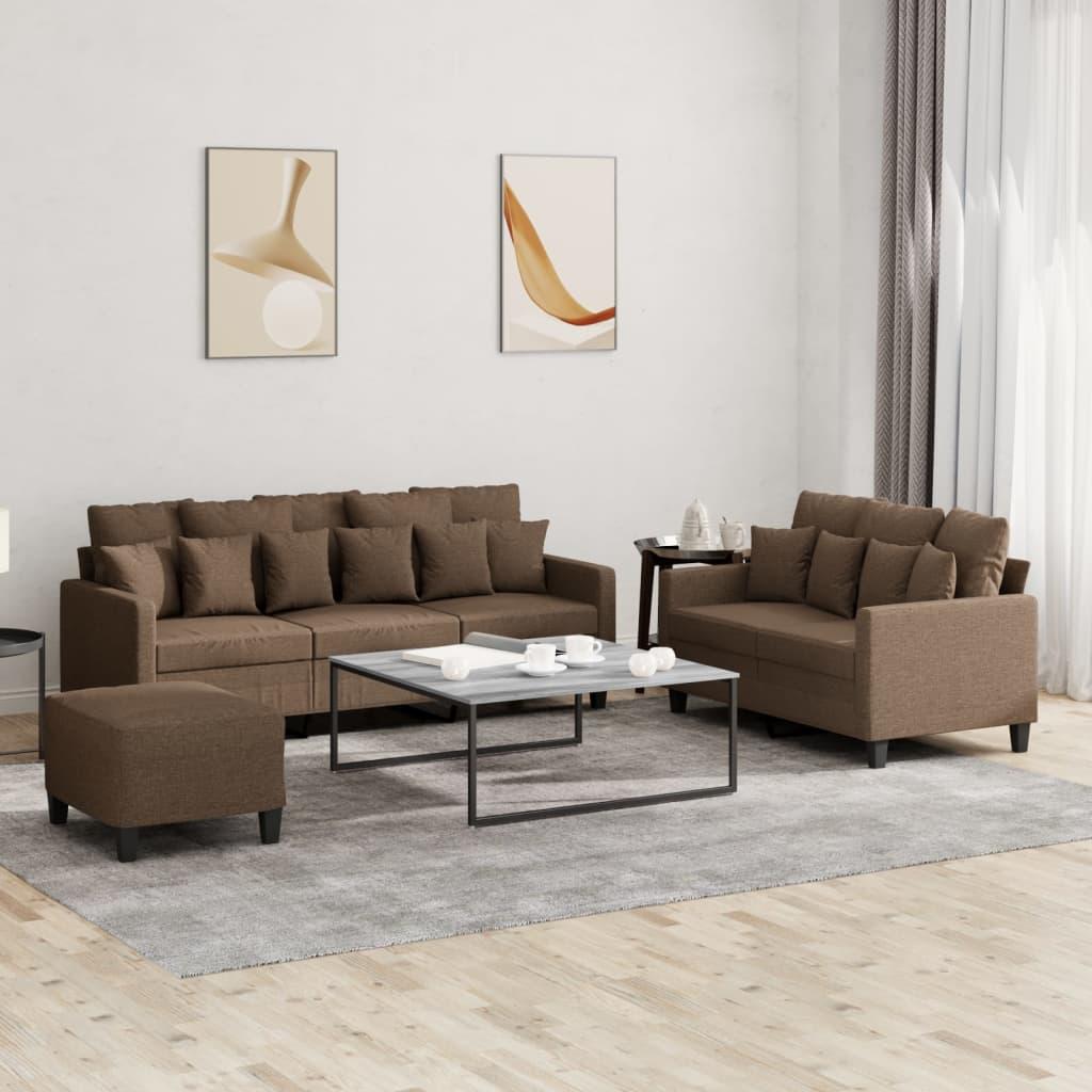 3 personers sofa med hynder stof brun