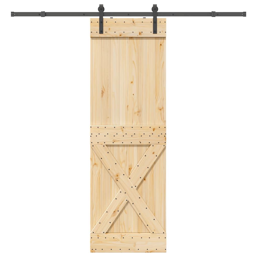 Skydedør med monteringssæt 70x210 cm massivt fyrretræ