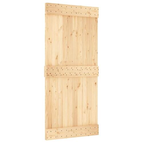 Skydedør med monteringssæt 100x210 cm massivt fyrretræ
