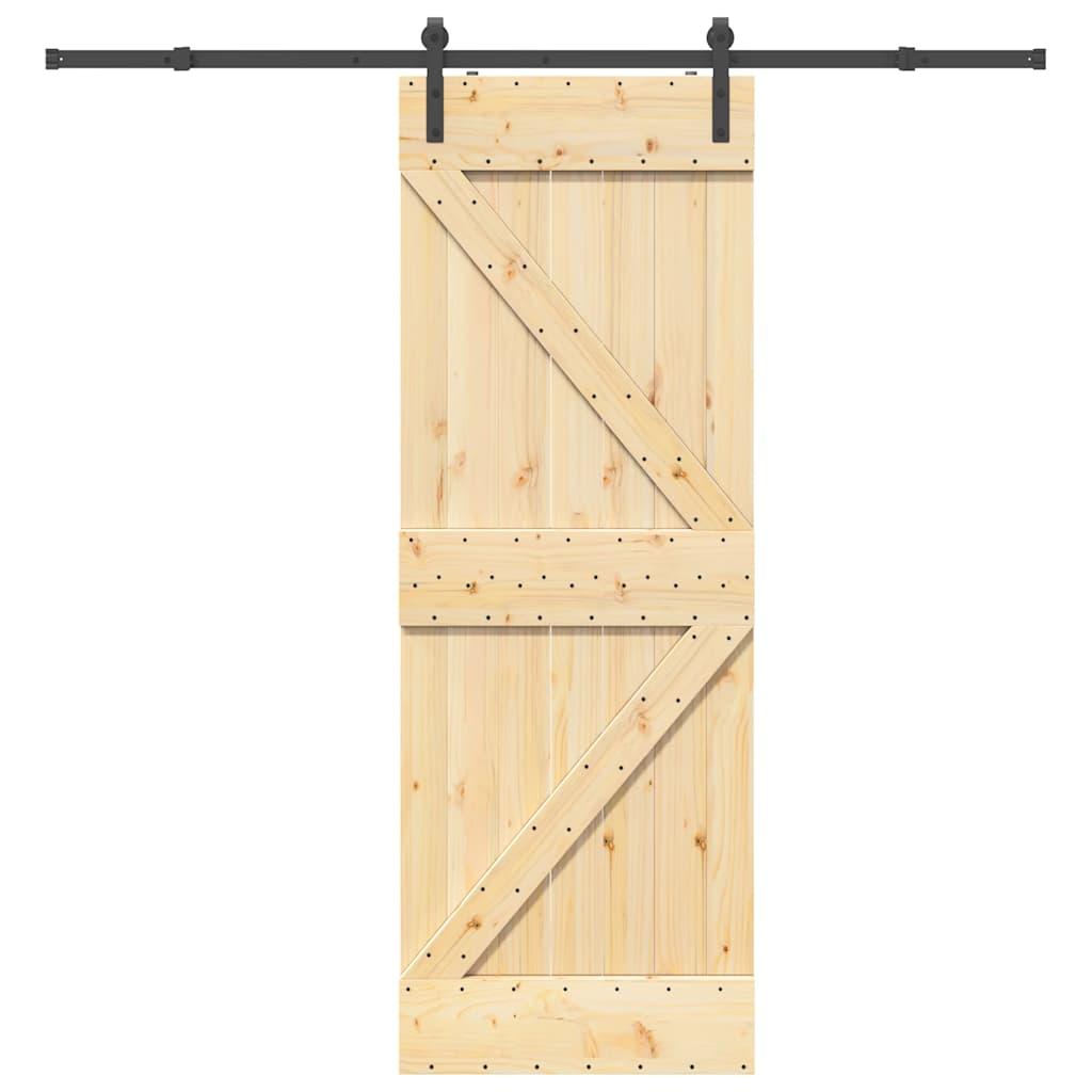 Skydedør med monteringssæt 70x210 cm massivt fyrretræ