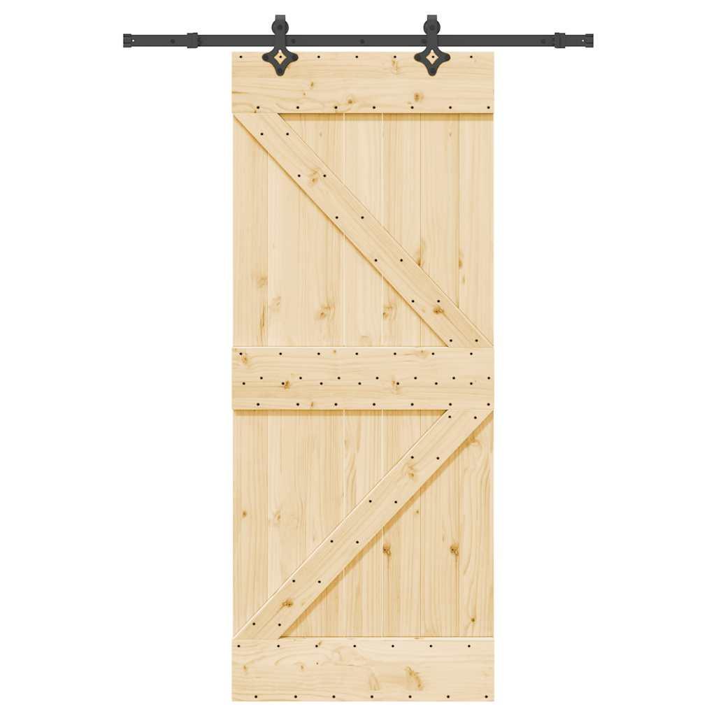 Skydedør med monteringssæt 85x210 cm massivt fyrretræ
