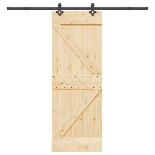 Skydedør med monteringssæt 70x210 cm massivt fyrretræ