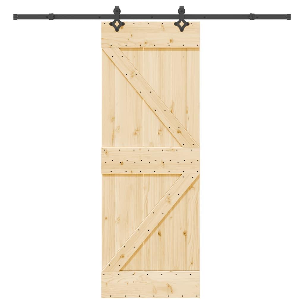 Skydedør med monteringssæt 70x210 cm massivt fyrretræ