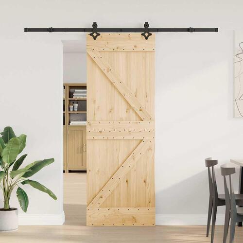 Skydedør med monteringssæt 70x210 cm massivt fyrretræ