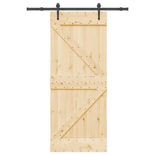 Skydedør med monteringssæt 85x210 cm massivt fyrretræ