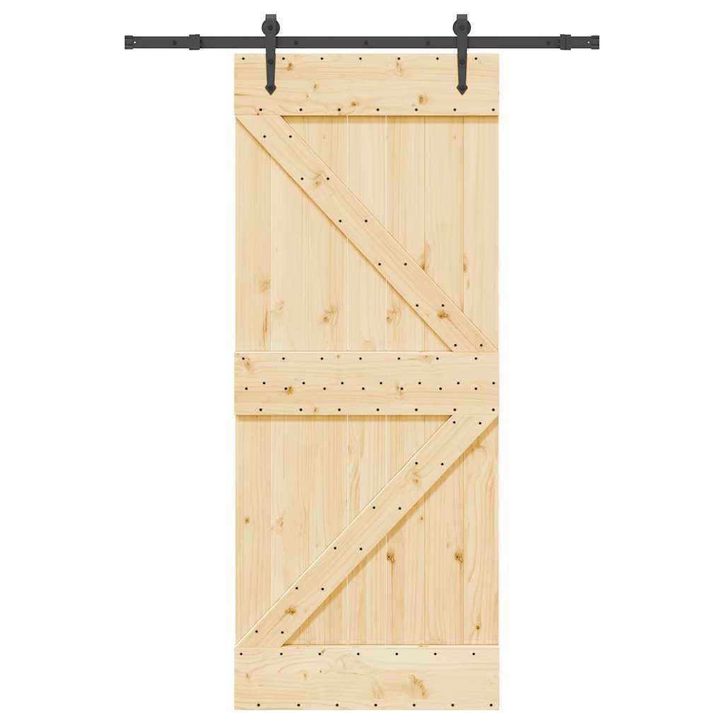 Skydedør med monteringssæt 85x210 cm massivt fyrretræ