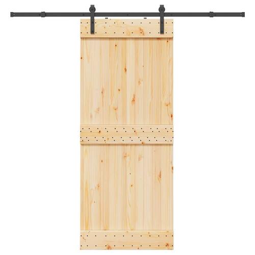 Skydedør med monteringssæt 85x210 cm massivt fyrretræ