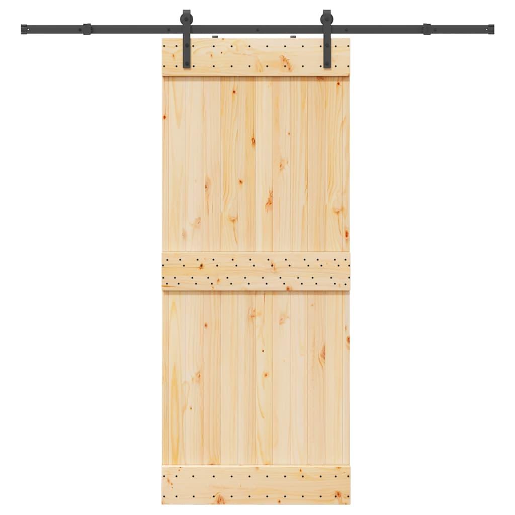 Skydedør med monteringssæt 85x210 cm massivt fyrretræ