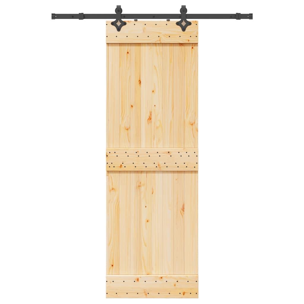 Skydedør med monteringssæt 70x210 cm massivt fyrretræ