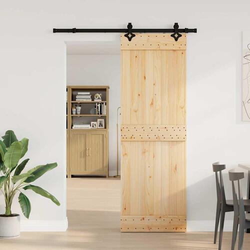 Skydedør med monteringssæt 70x210 cm massivt fyrretræ
