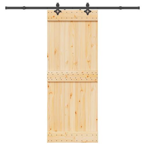 Skydedør med monteringssæt 80x210 cm massivt fyrretræ