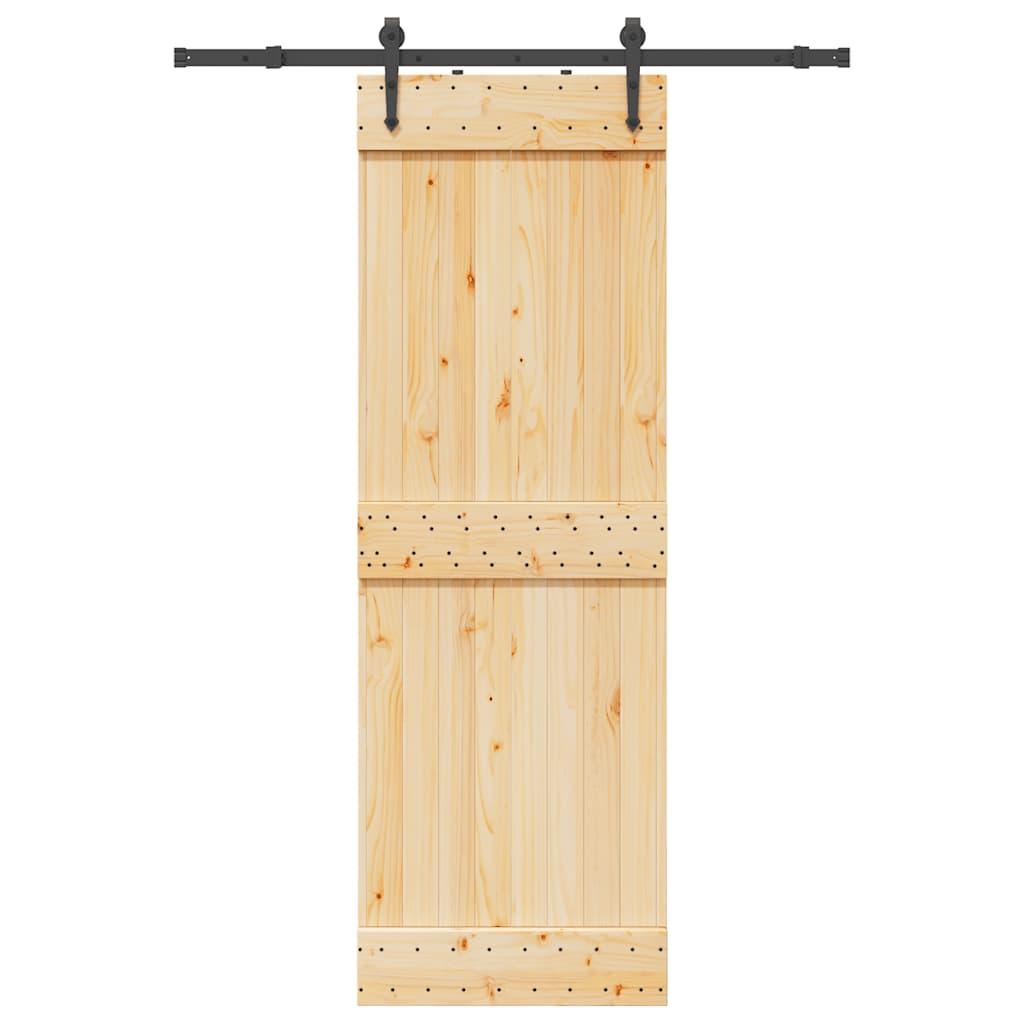 Skydedør med monteringssæt 70x210 cm massivt fyrretræ