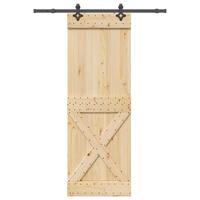 Skydedør med monteringssæt 80x210 cm massivt fyrretræ