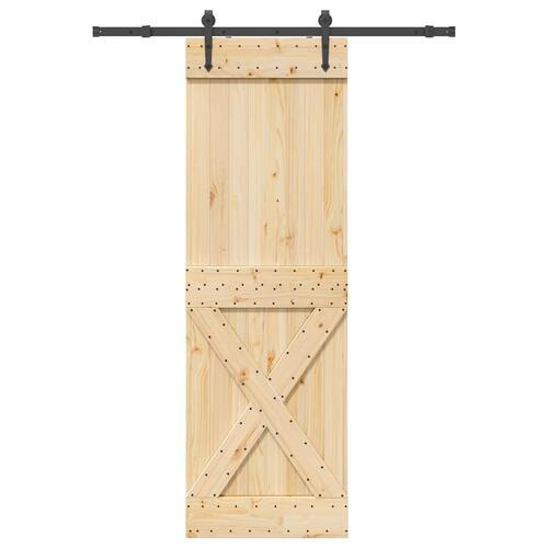 Skydedør med monteringssæt 70x210 cm massivt fyrretræ