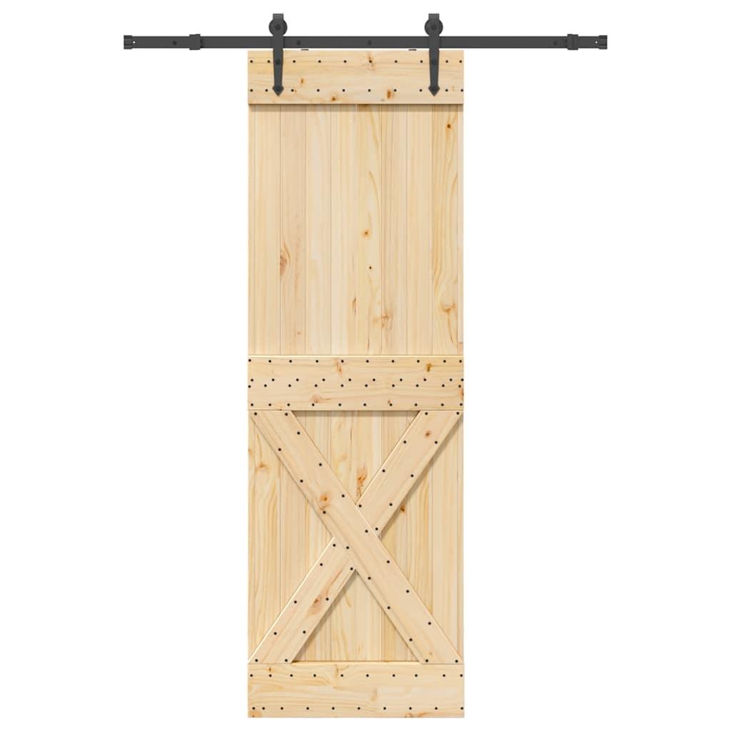 Skydedør med monteringssæt 70x210 cm massivt fyrretræ