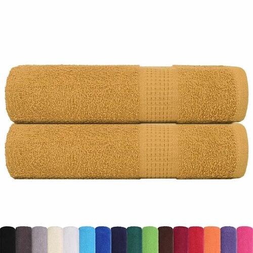 Håndklæder 2 stk. 70x140 cm 360 g/m2 100 % bomuld guldfarvet