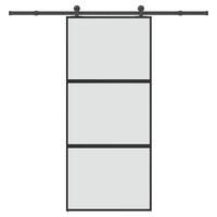 Skydedør med hardwaresæt 90x205 cm hærdet glas og aluminium