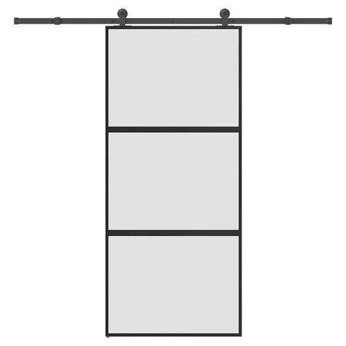 Skydedør med hardwaresæt 90x205 cm hærdet glas og aluminium