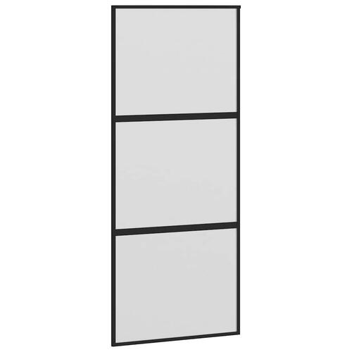 Skydedør med hardwaresæt 90x205 cm hærdet glas og aluminium
